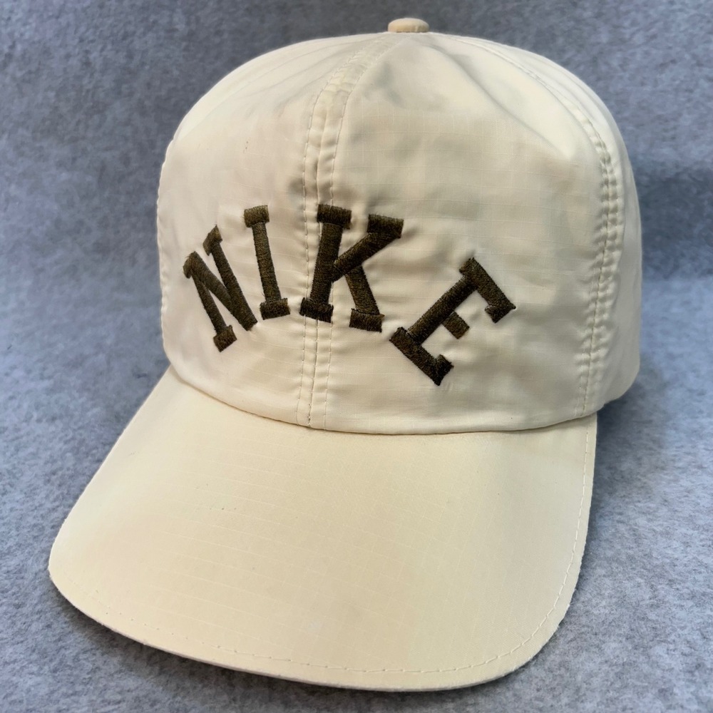 NIKE‎ Spellout Mens Cream Nike Vintage Ripstop Nylon Strapback Hat OSFA